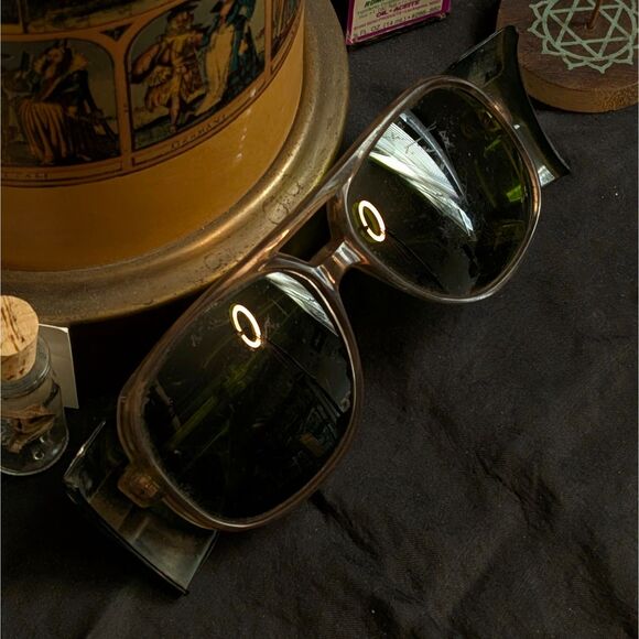 Vintage Safety Glasses Green Tinted Lens Side Shielded Foldable - Picture 1 of 7